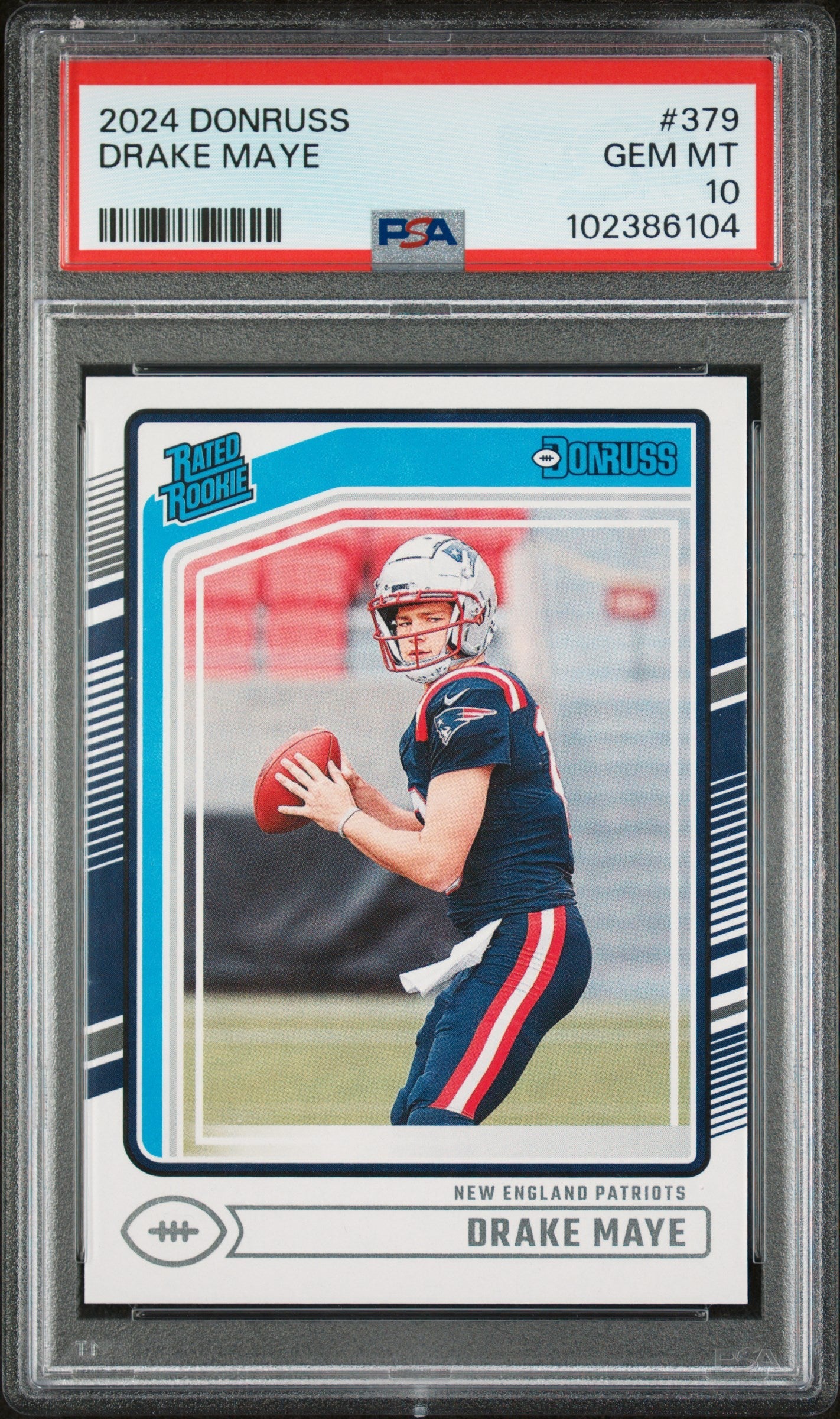 Graded 2024 Panini Donruss Drake Maye #379 Rookie RC Football Card PSA 10 Gem Mint
