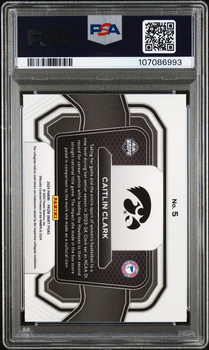 Graded 2024 Panini Prizm Draft Picks Caitlin Clark #5 Campus Legends Rookie RC Basketball Card PSA 10 Gem Mint