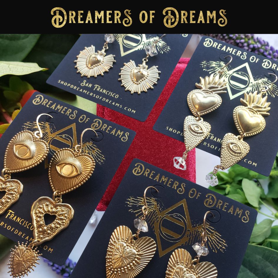 Triple Heart Eye Earrings