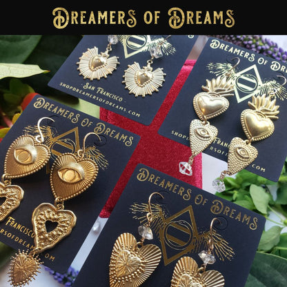 Triple Heart Eye Earrings