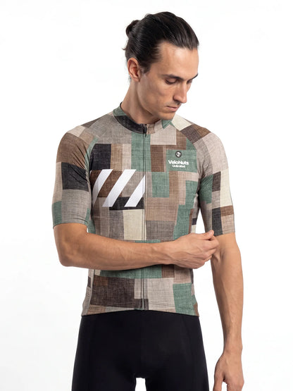 Men's Cycling Jersey-Linen Patchwork