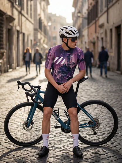 Men's Cycling Jersey-Neon Grid