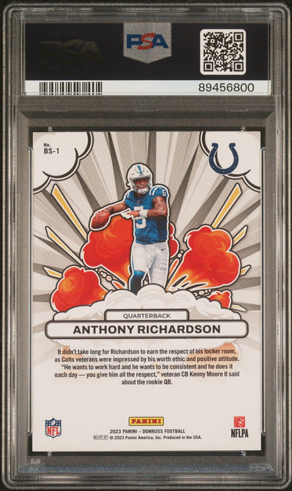 Graded 2023 Panini Donruss Anthony Richardson #BS1 Bomb Squad Rookie RC Football Card PSA 10 Gem Mint