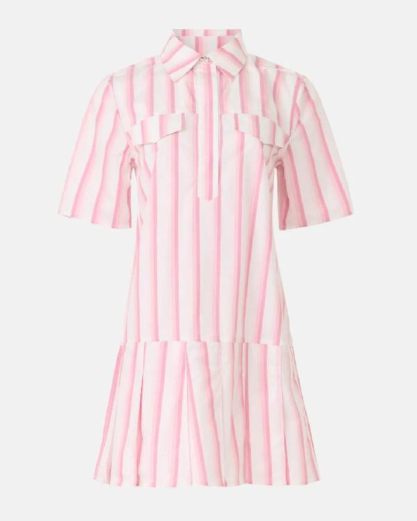 Access Daily Emily Orozco Pink and White Striped Mini Dress