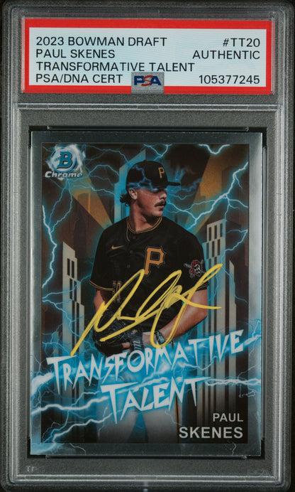 Graded 2023 Topps Bowman Draft Paul Skenes #TT20 Transformative Talent Rookie RC Baseball Card PSA Authentic Auto