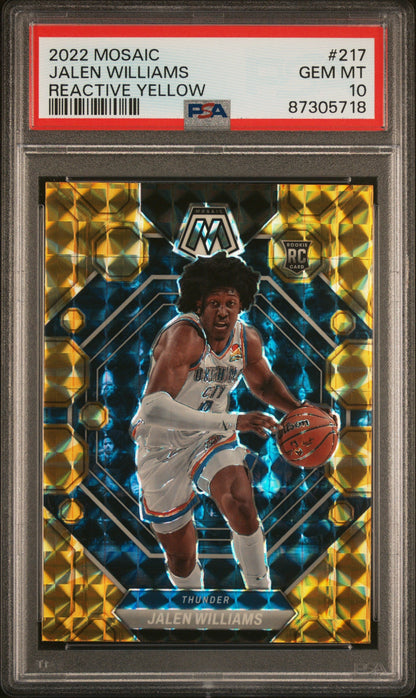 Graded 2022 Panini Mosaic Jalen Williams #217 Reactive Yellow Rookie RC Basketball Card PSA 10 Gem Mint