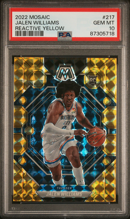 Graded 2022 Panini Mosaic Jalen Williams #217 Reactive Yellow Rookie RC Basketball Card PSA 10 Gem Mint