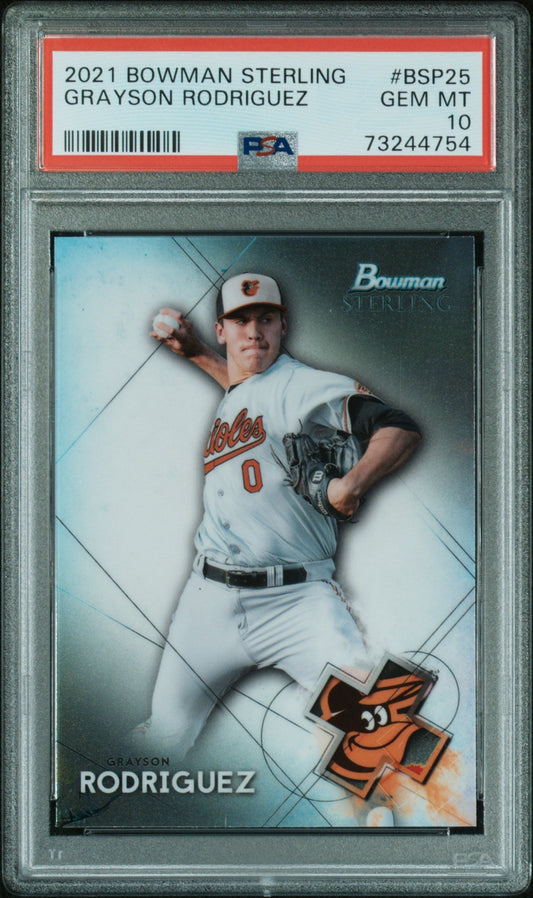 Graded 2021 Topps Bowman Sterling Grayson Rodriguez #BSP25 Rookie RC Baseball Card PSA 10 Gem Mint