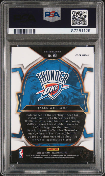 Graded 2022 Panini Select Jalen Williams #90 Red Cracked Ice Rookie RC Basketball Card PSA 10 Gem Mint