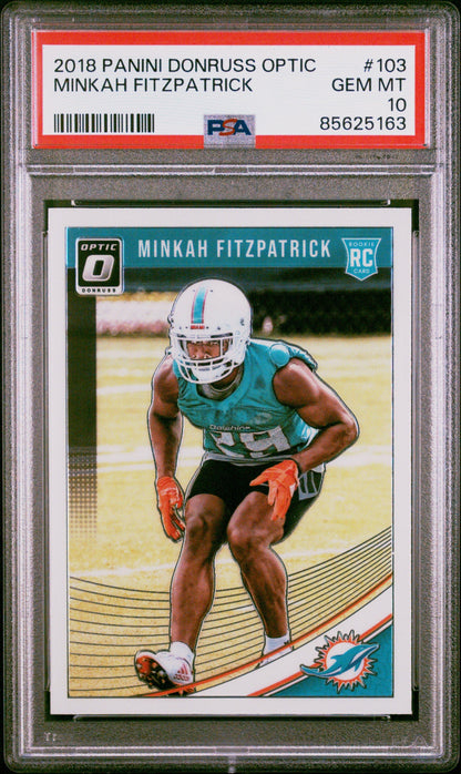 Graded 2018 Panini Donruss Optic Minkah Fitzpatrick #103 Rookie RC Football Card PSA 10 Gem Mint