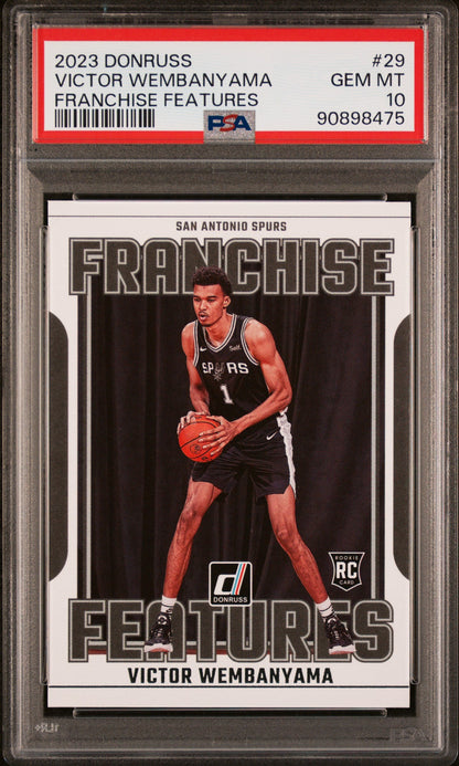 Graded 2023 Panini Donruss Victor Wembanyama #29 Franchise Features Rookie RC Basketball Card PSA 10 Gem Mint