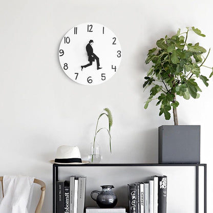 Wall Clock Silly Walk Wall Clock Comedy Creative Artwork Sweep Seconds Silent Funny Modern Silent Wall Watch Clock for Living Room Decor  Comedian Home Decor Novelty Wall Watch Funny Walking Silent Mute Clock