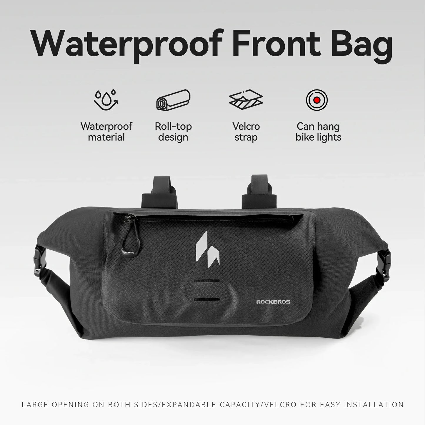 RideMate 100% Waterproof Bike Handlebar Bag 8L Double-sided Opening Expanded Capacity