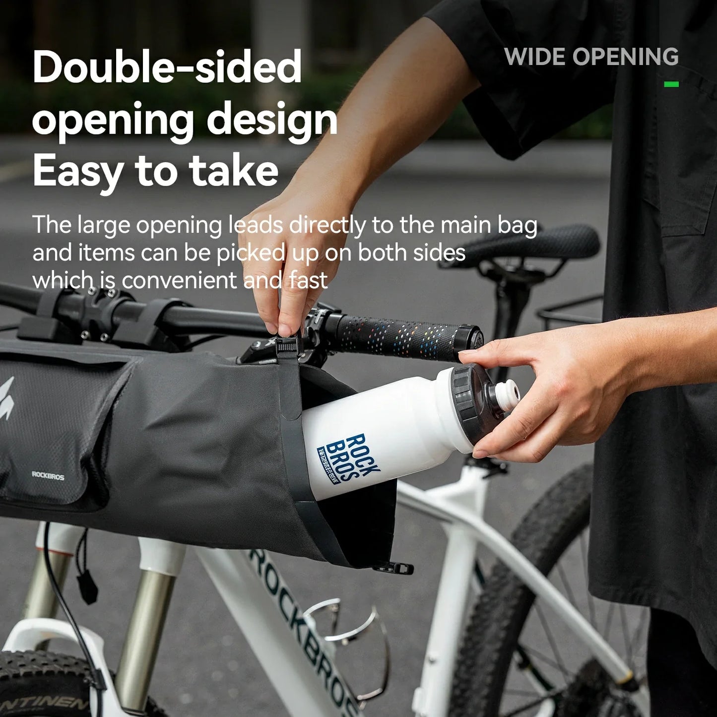 RideMate 100% Waterproof Bike Handlebar Bag 8L Double-sided Opening Expanded Capacity