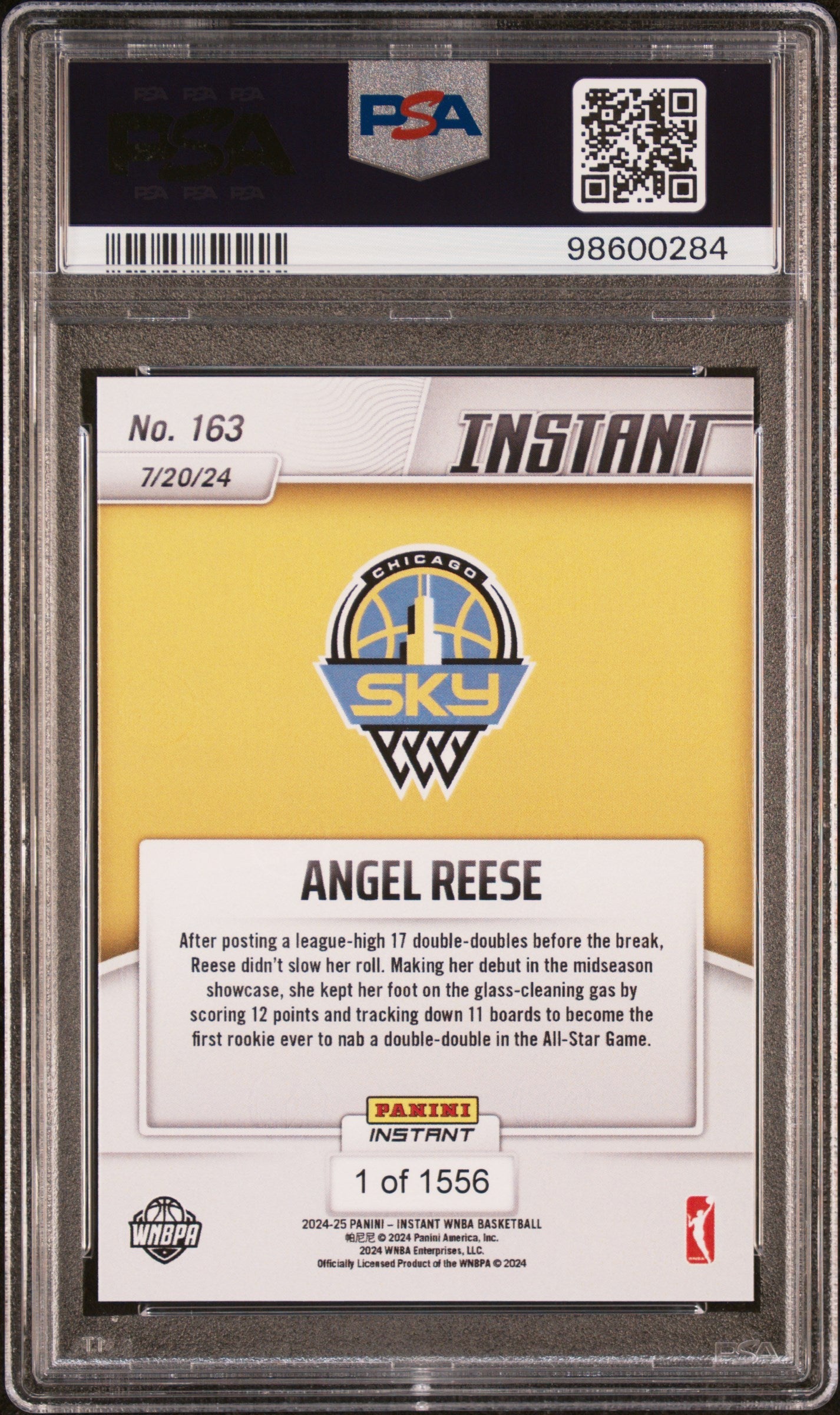 Graded 2024 Panini Instant WNBA Angel Reese #163 Rookie RC Basketball Card PSA 10 Gem Mint