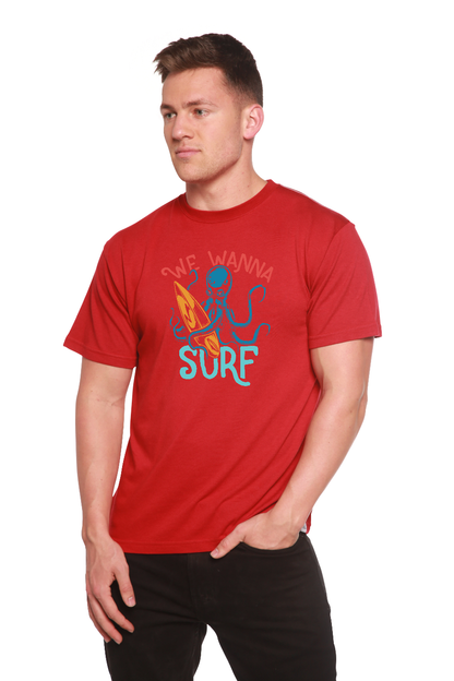 We Wanna Surf Men's Bamboo Viscose/Organic Cotton Short Sleeve Graphic T-Shirt
