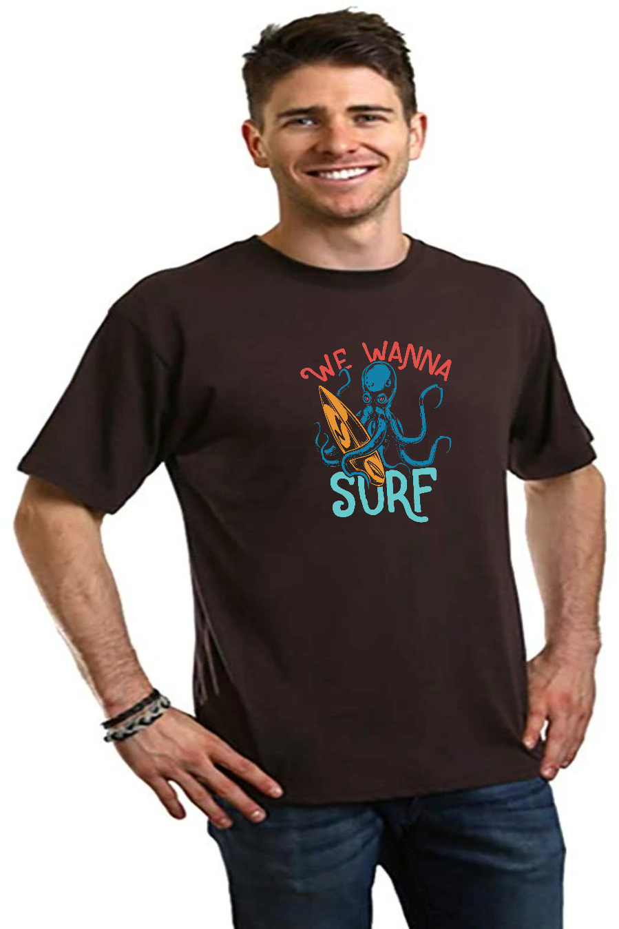 We Wanna Surf Men's Bamboo Viscose/Organic Cotton Short Sleeve Graphic T-Shirt