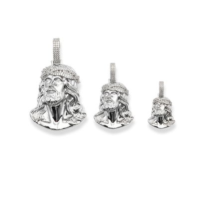 Moissanite Jesus Piece Pendant Solid 925 Sterling Silver Glossy Finish