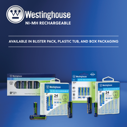 Westinghouse AA Ni-Mh Rechargeable Batteries 800 Hard Pack of 24