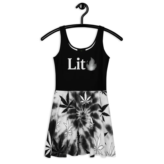 White and black Tie-dye Skater Dress