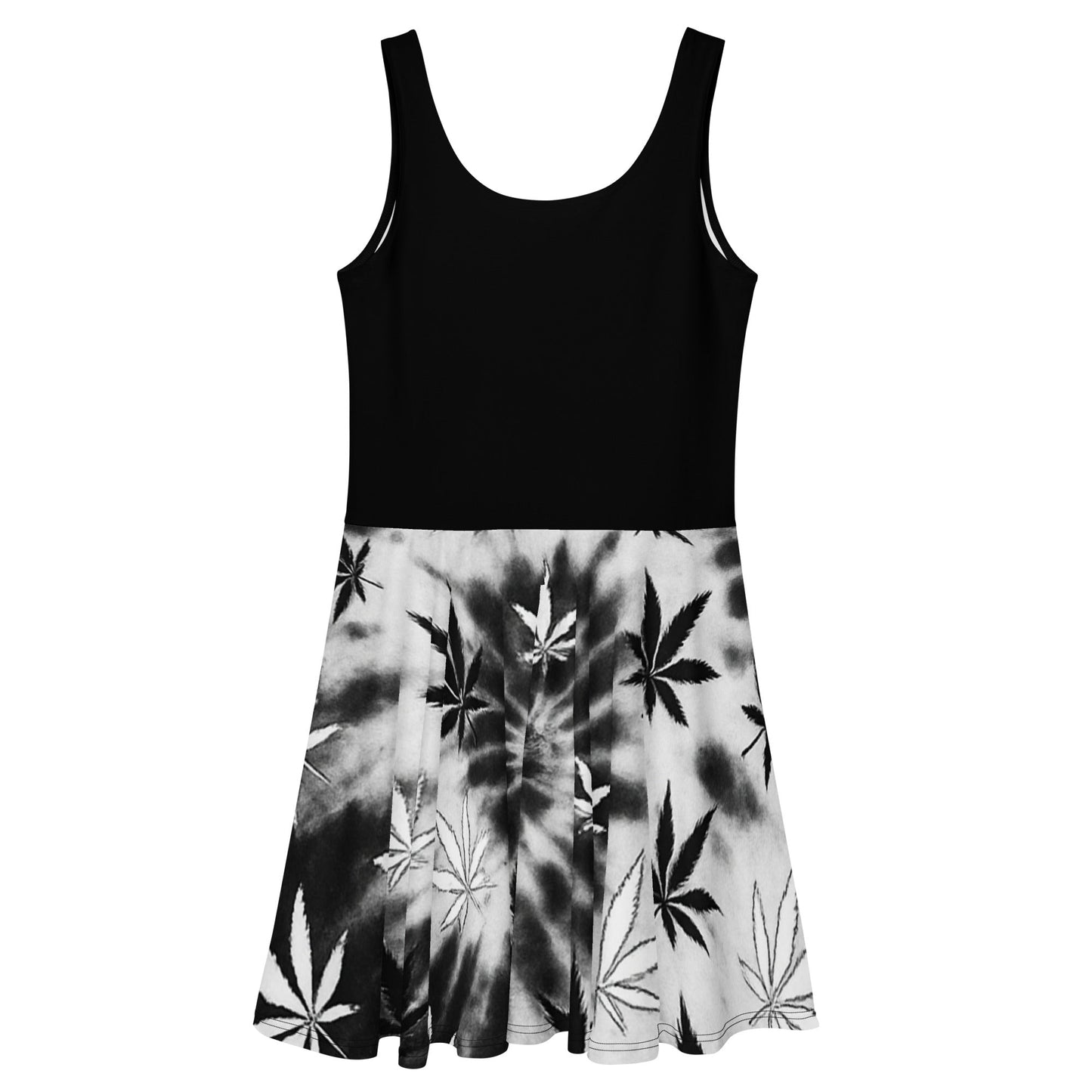 White and black Tie-dye Skater Dress