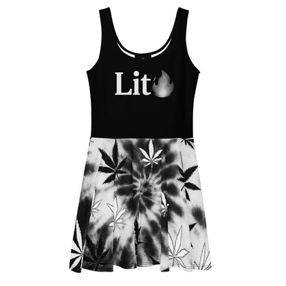 White and black Tie-dye Skater Dress