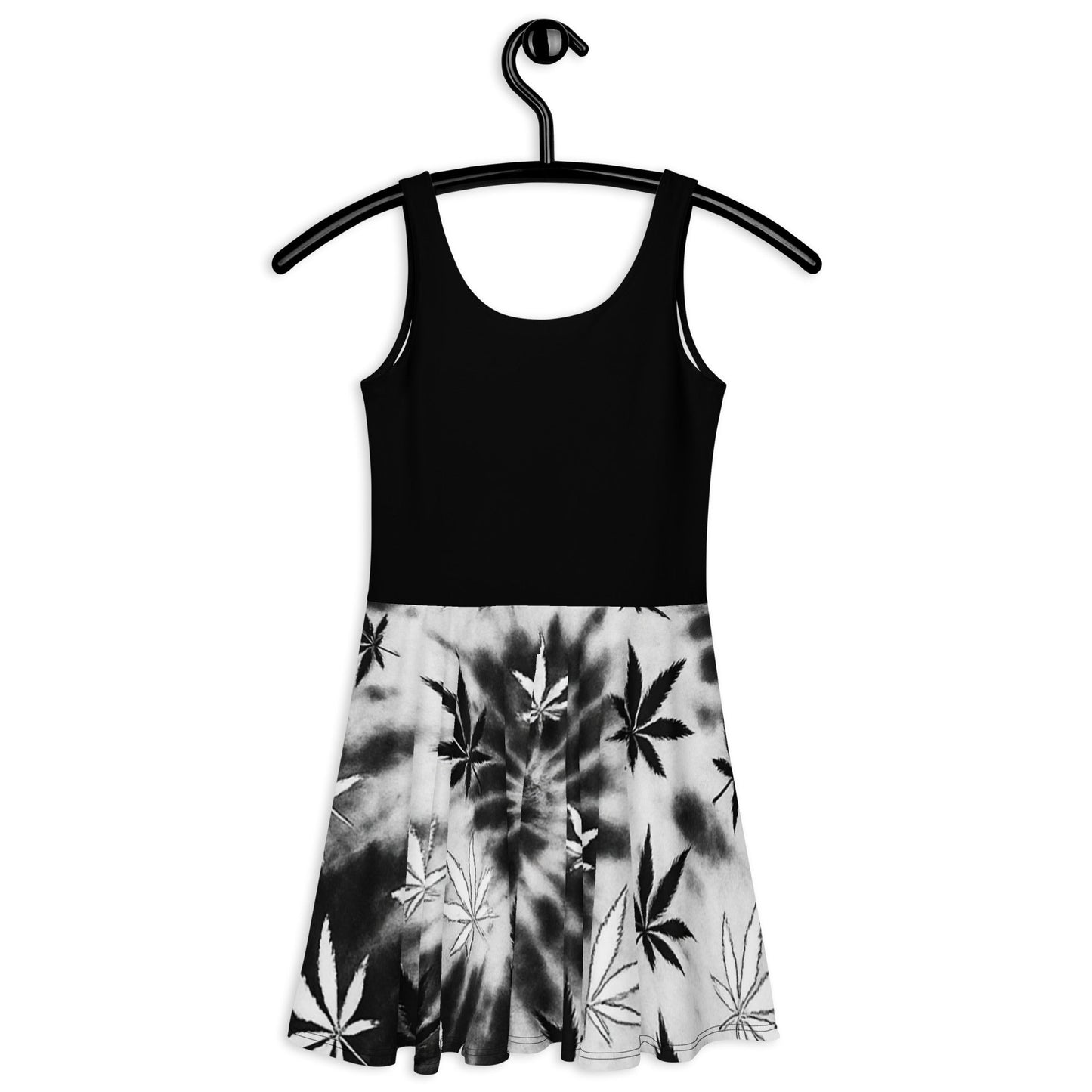 White and black Tie-dye Skater Dress