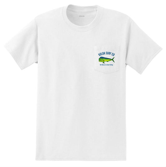 Mahi Mahi "No Waves Gone Fishing" Pocket T-Shirt