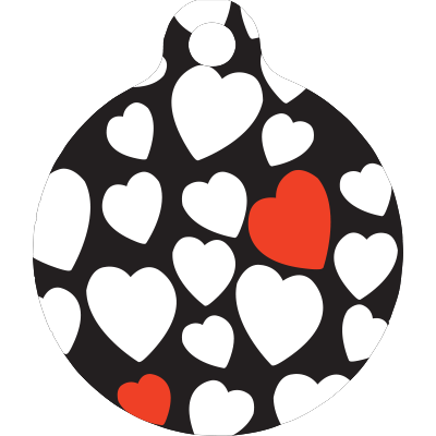 White Hearts HD Dog ID Tag