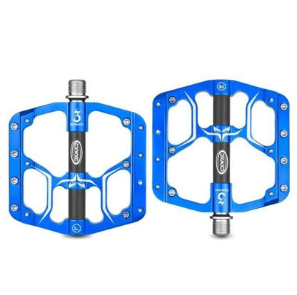 Wide Flat Mountain Road Cycling Bicycle Bike Pedal 3 Sealed Bearings 9/16 in Aluminum With Removable Antiskid Cleats Mountain Bike Pedal Platform Flat Bicycle Pedals Aluminum Alloy Non-Slip Metal Bike Pedals With 3 Bearings For Road