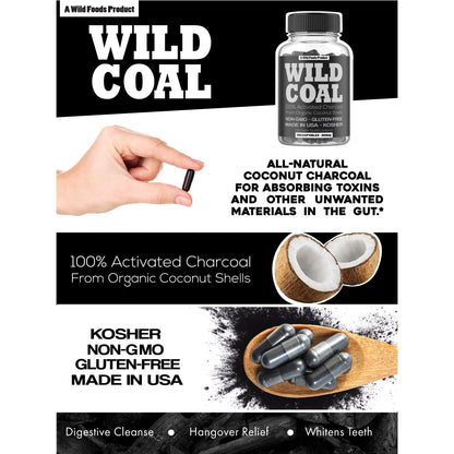 Wholesale case of 12 - Activated Charcoal Capsules, 120ct