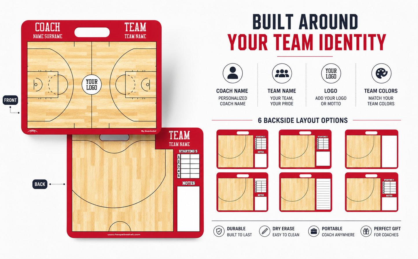 Custom WNBA Basketball Coaching Board 15.7 x 12.6 in (Magnetic)