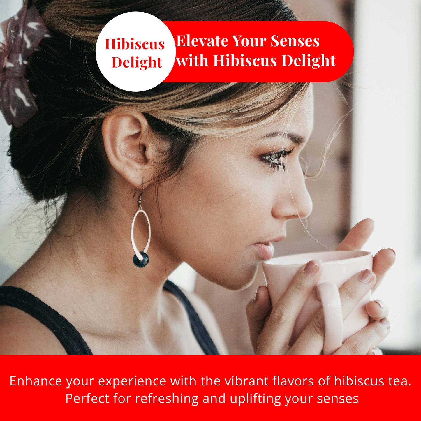 Akshit 50 Hibiscus Ginger Tea Bags – Natural Hibiscus Tea Blend with Hibiscus Flowers & Ginger Root, Stress Relieving & Energy Tea
