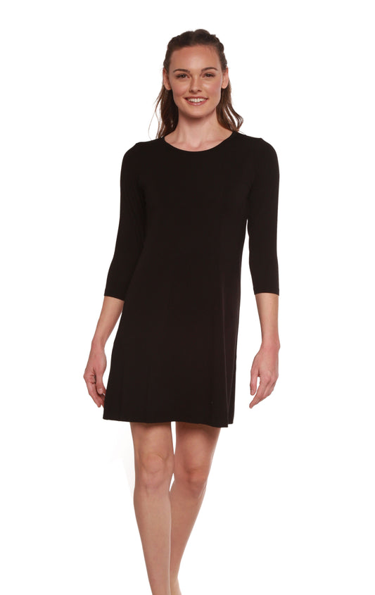 Women's A-Line Bamboo Viscose Dress in Black