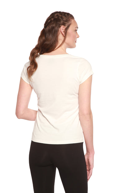 Women's Bamboo Viscose/Cotton V-Neck Cap Sleeve T-Shirt