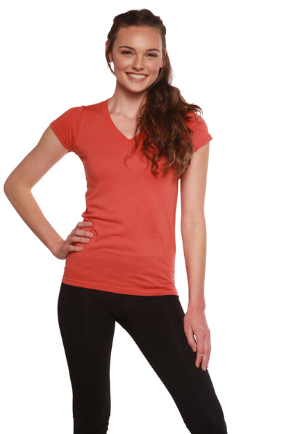 Women's Bamboo Viscose/Cotton V-Neck Cap Sleeve T-Shirt