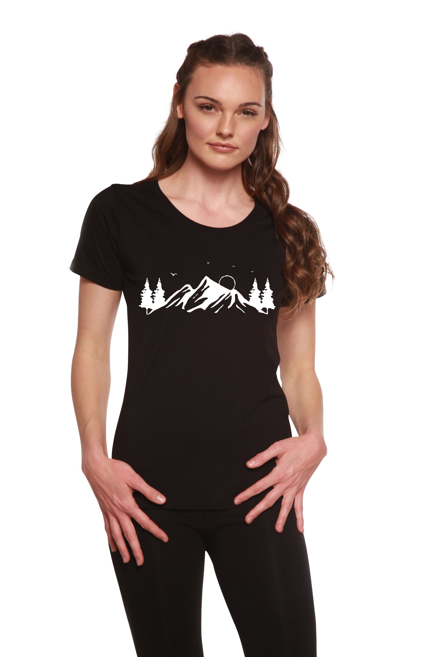 Women's Bamboo/Cotton Short Sleeve Scoop Neck T-Shirt with Print Mauna Kea