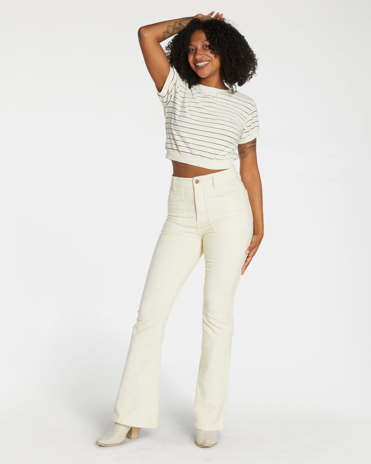 Women's Terry Tee (Cream/Brown)