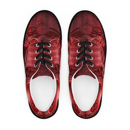 Gothic Skull and Heart Women’s Lace-up Canvas Shoes