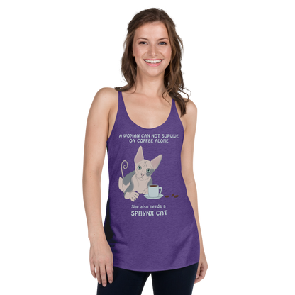 "WOMAN CAN'T SURVIVE ON COFFEE ALONE" TANK