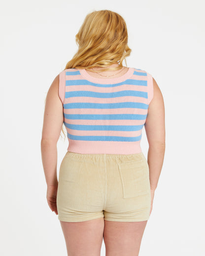 Knit Crop Top (Powder Pink/Blue Poppy)