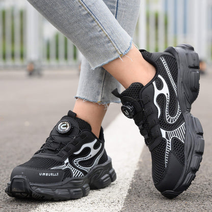Women's Steel Toe Knob-Lacing Work Sneakers