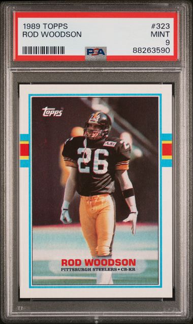 Graded 1989 Topps Rod Woodson #323 Rookie RC Football Card PSA 9 Mint