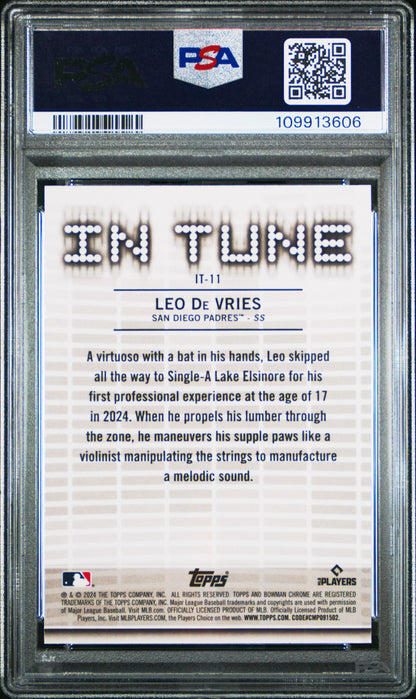 Graded 2024 Topps Bowman Draft Leo De Vries #IT11 In Tune Rookie RC Baseball Card PSA 10 Gem Mint