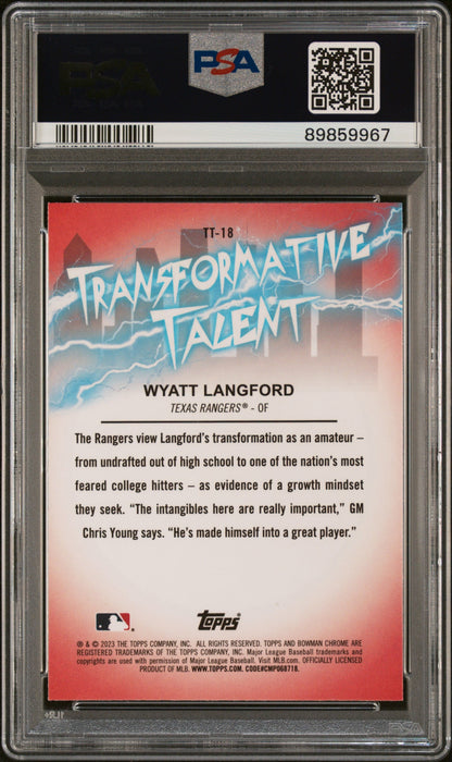 Graded 2023 Topps Bowman Draft Wyatt Langford #TT18 Transformative Talent Rookie RC Baseball Card PSA 8 Near Mint