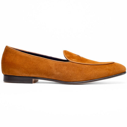 16-681-CGN X Italian Sueded Goatskin Loafer, Cognac