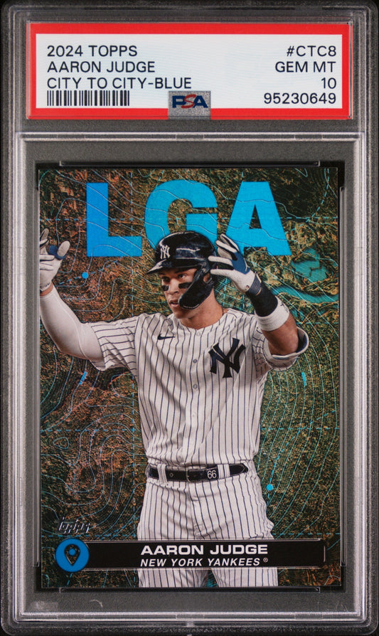 Graded 2024 Topps Aaron Judge #CTC8 City to City Blue Baseball Card PSA 10 Gem Mint