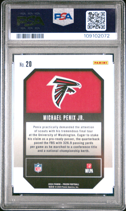 Graded 2024 Panini Prizm Michael Penix Jr #20 Emergent Rookie RC Football Card PSA 10 Gem Mint