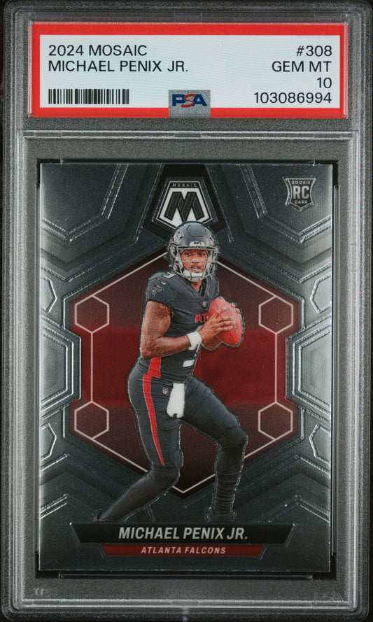 Graded 2024 Panini Mosaic Michael Penix Jr #308 Rookie RC Football Card PSA 10 Gem Mint