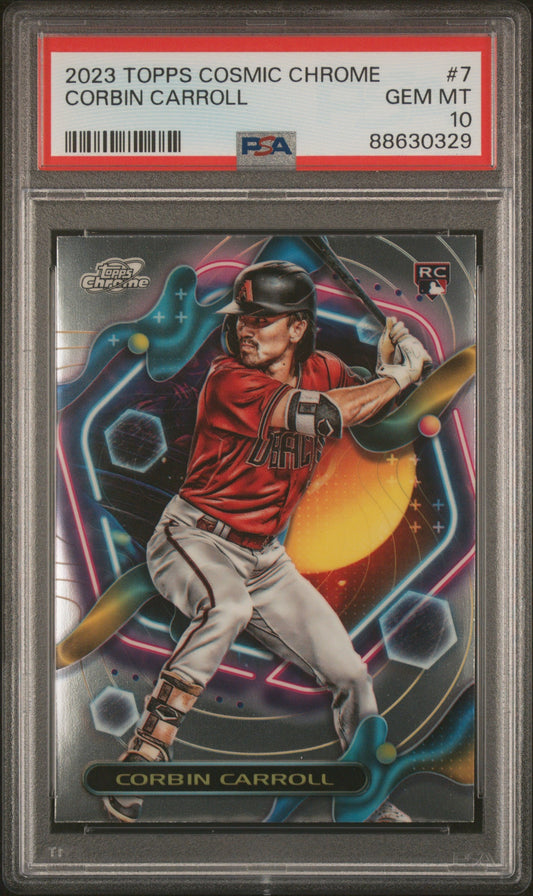 Graded 2023 Topps Cosmic Chrome Corbin Carroll #7 Rookie RC Baseball Card PSA 10 Gem Mint